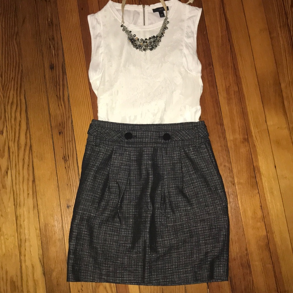 Ann Taylor 0P Tweed Work Skirt - With POCKETS!